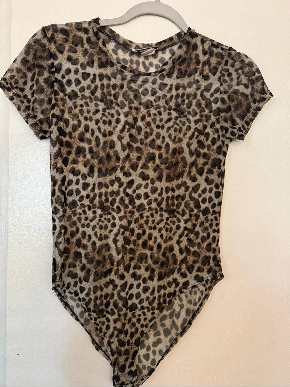 Girls' Leopard Print Short Sleeve Camisole Bodysuit - Brown